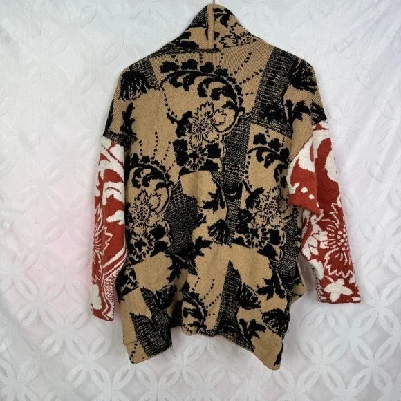 Anthropologie Lola Cocoon Cardigan Contrast Floral Sweater Size XS/S - Picture 4 of 13